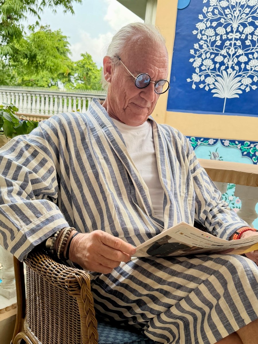 Men’s Handloom Robe - Denim - Gawjus