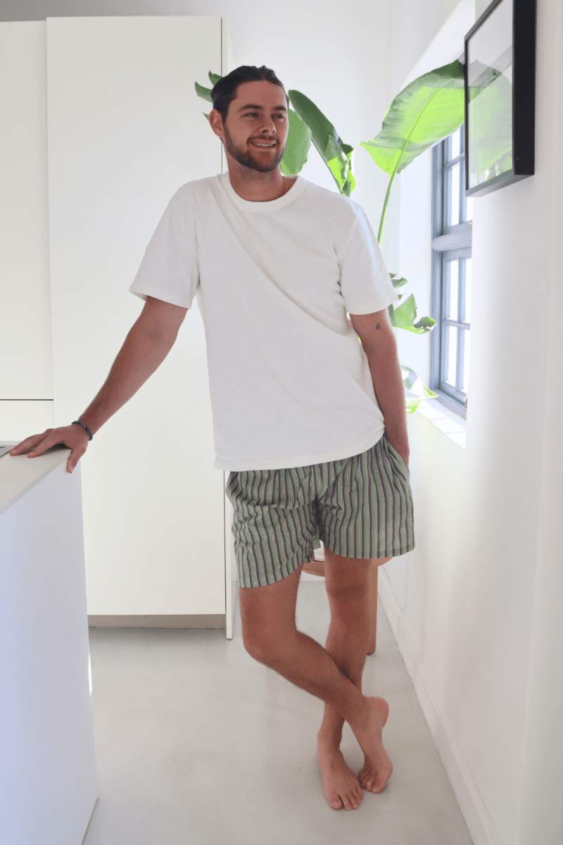 Men's Stripe Green Shorts - Gawjus