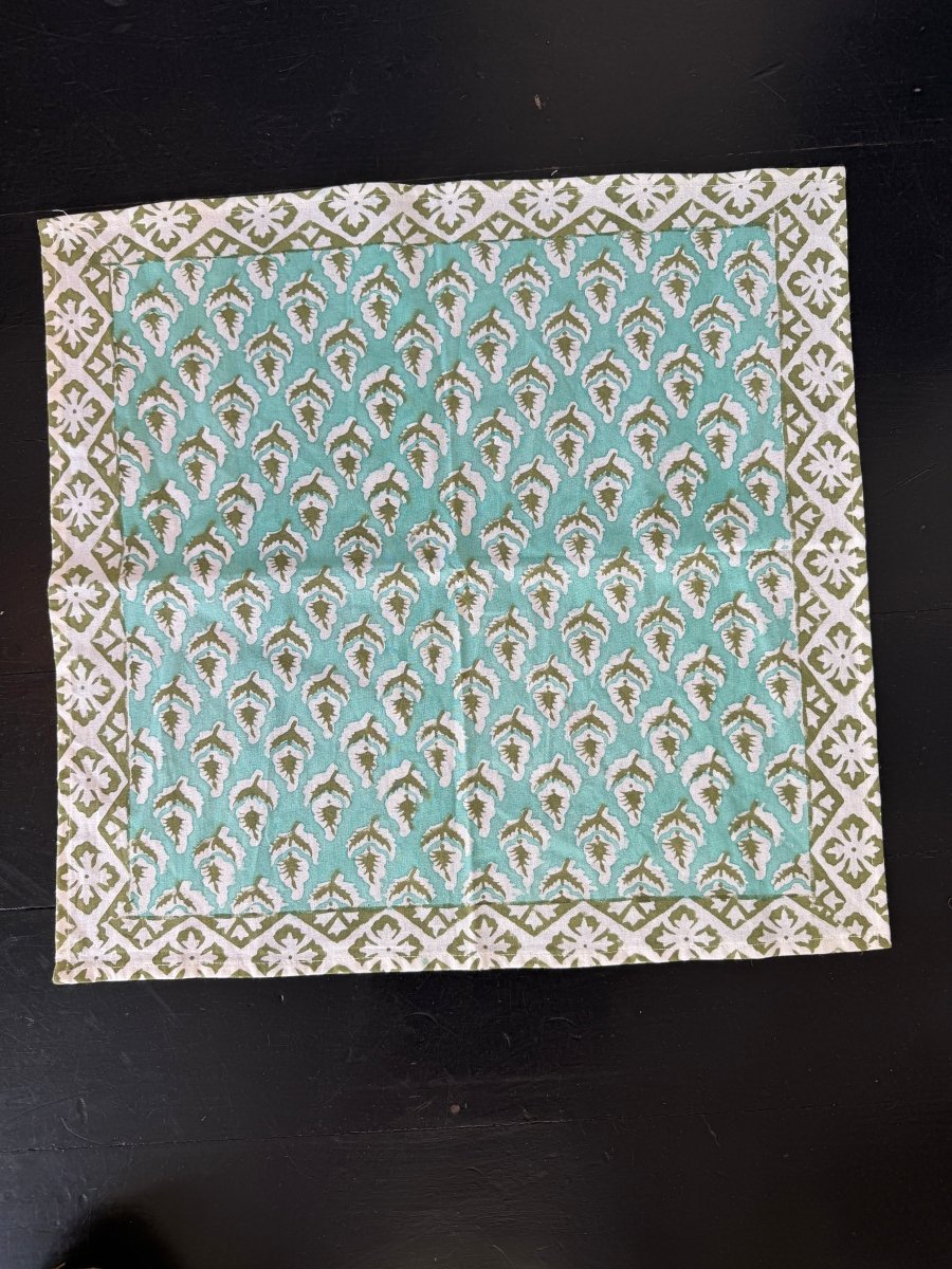 Napkin Set - Aqua and Olive - Gawjus