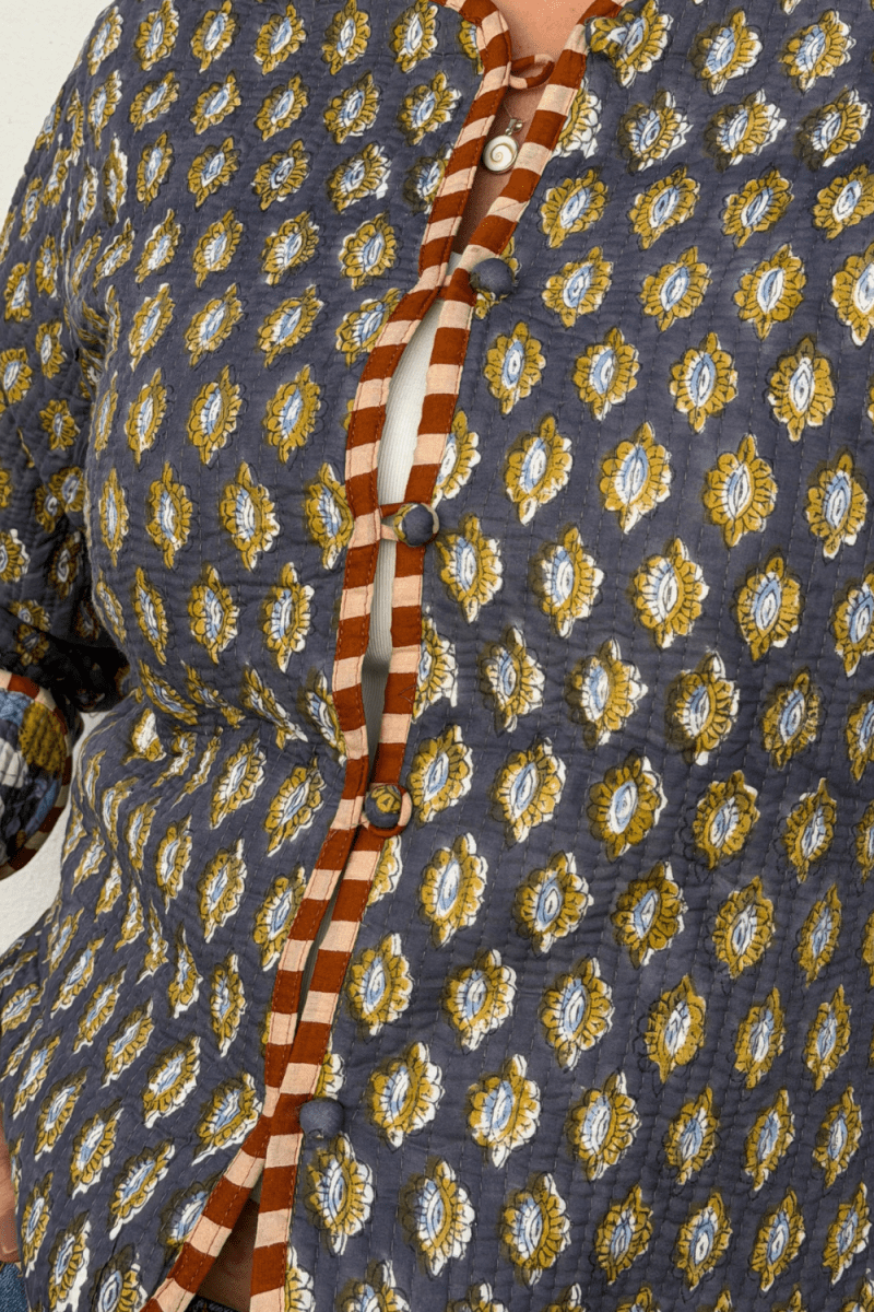 Quilted Jacket - Brown and Yellow - Gawjus