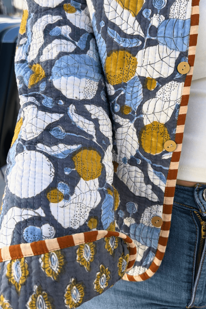 Quilted Jacket - Brown and Yellow - Gawjus