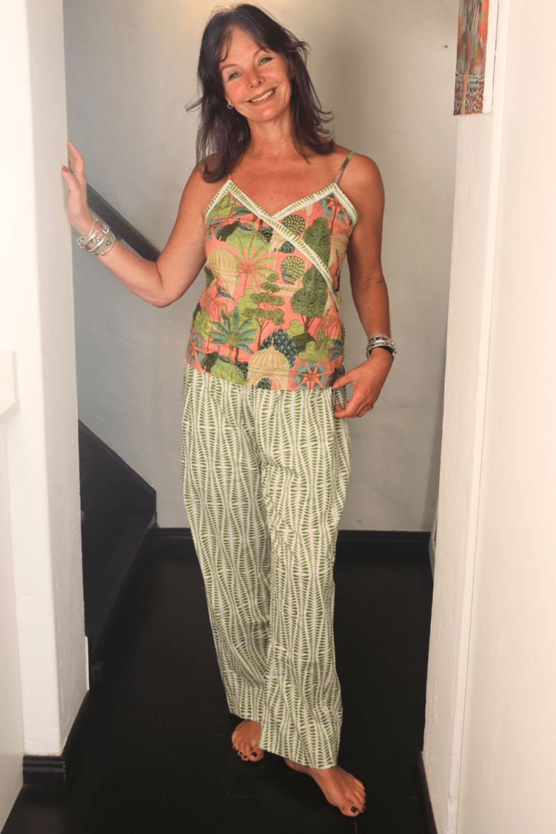 Strappy Set Long Trousers - Peach Ellie - Gawjus