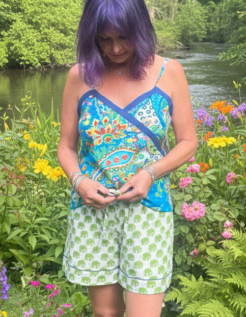 strappy shortie set - Green Ellie - Gawjus