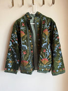 Suzani Embroided Jacket - Blue Forest - Gawjus