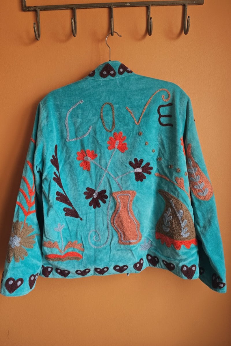 Suzani Embroided Jacket - Blue Love - Gawjus