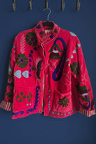 Suzani Embroided Jacket - Bright Coral - Gawjus