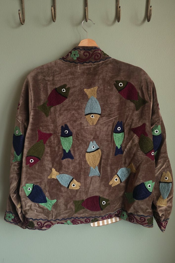 Suzani Embroided Jacket - Brown Sea - Gawjus