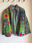 Suzani Embroided Jacket - Dark Blue Leaf - Gawjus
