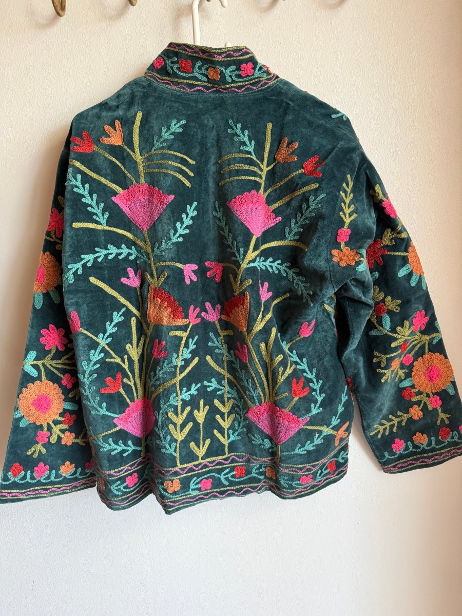 Suzani Embroided Jacket - Elated Forest - Gawjus