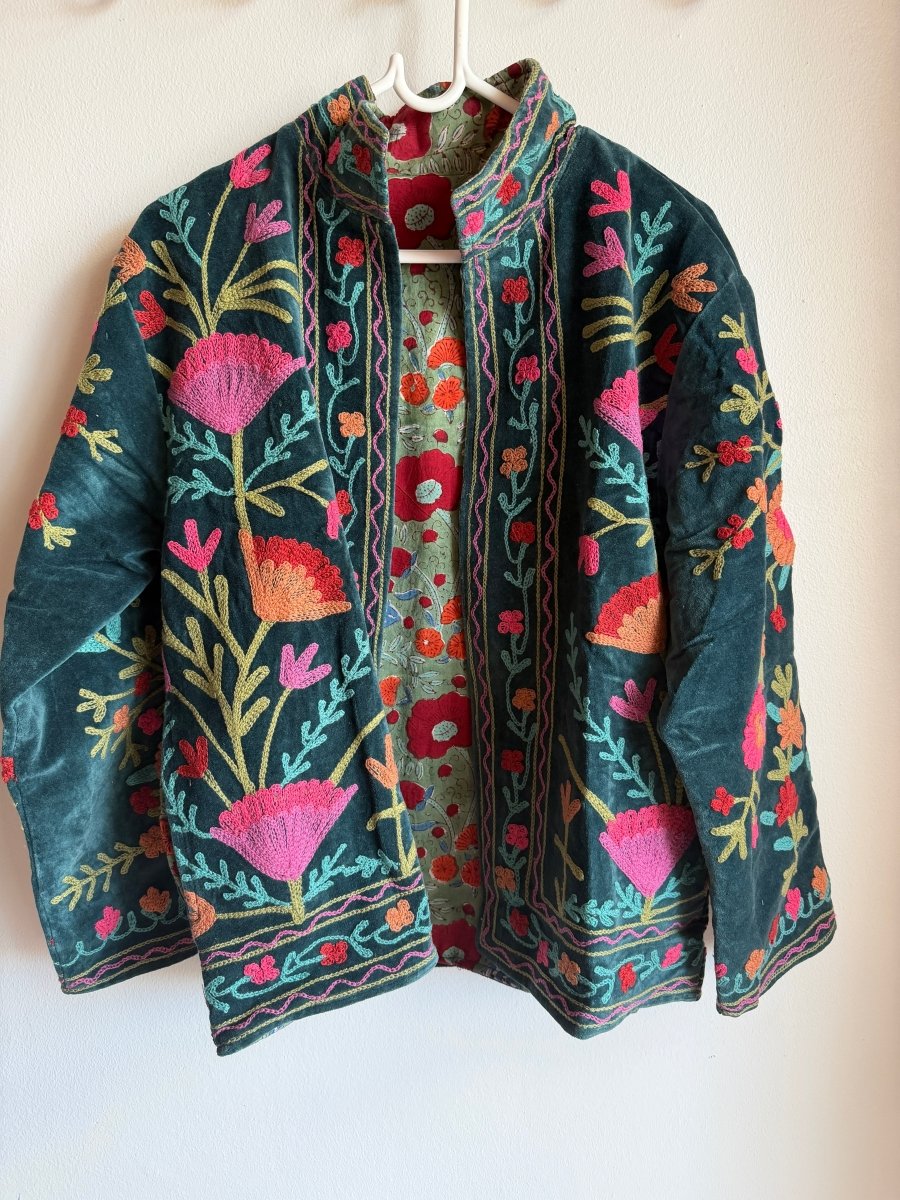 Suzani Embroided Jacket - Elated Forest - Gawjus