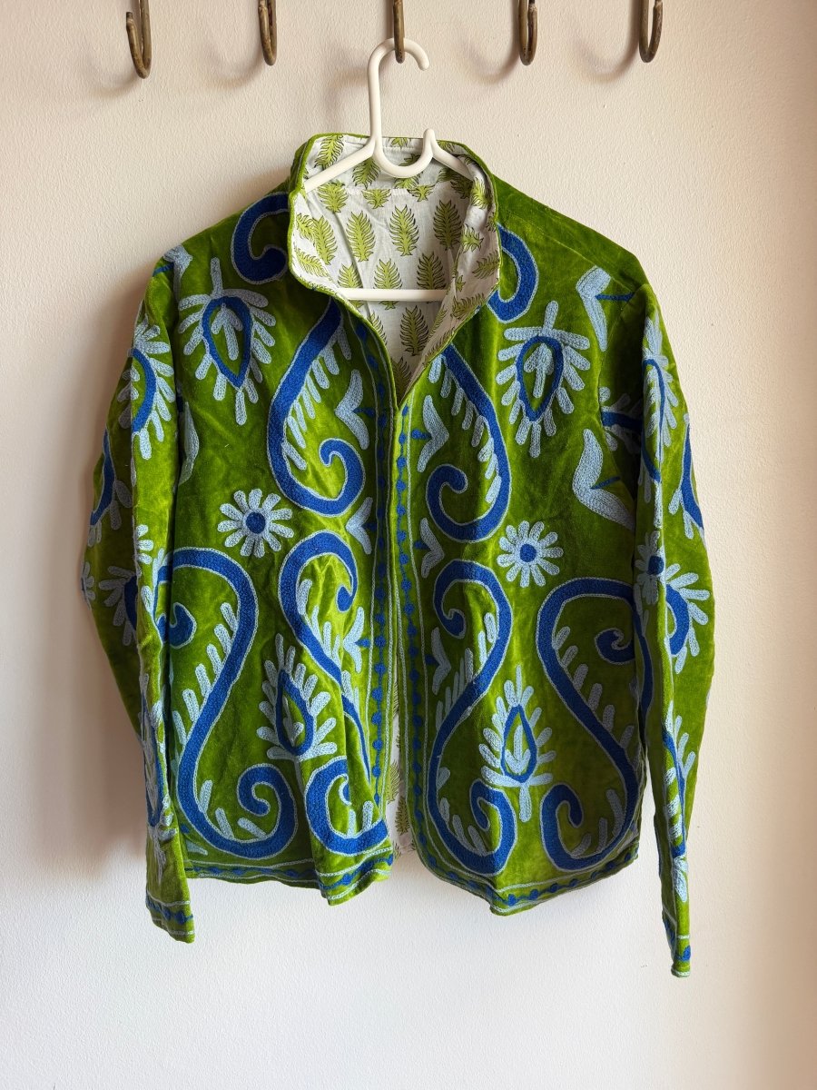 Suzani Embroided Jacket - Ivy - Gawjus