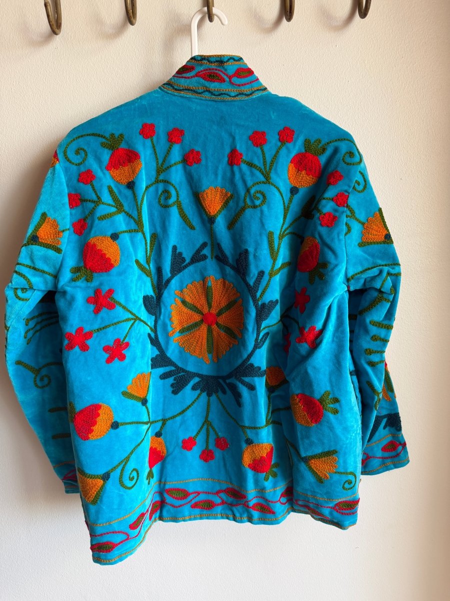 Suzani Embroided Jacket - Mandarin - Gawjus