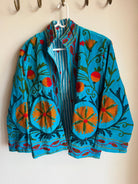 Suzani Embroided Jacket - Mandarin - Gawjus