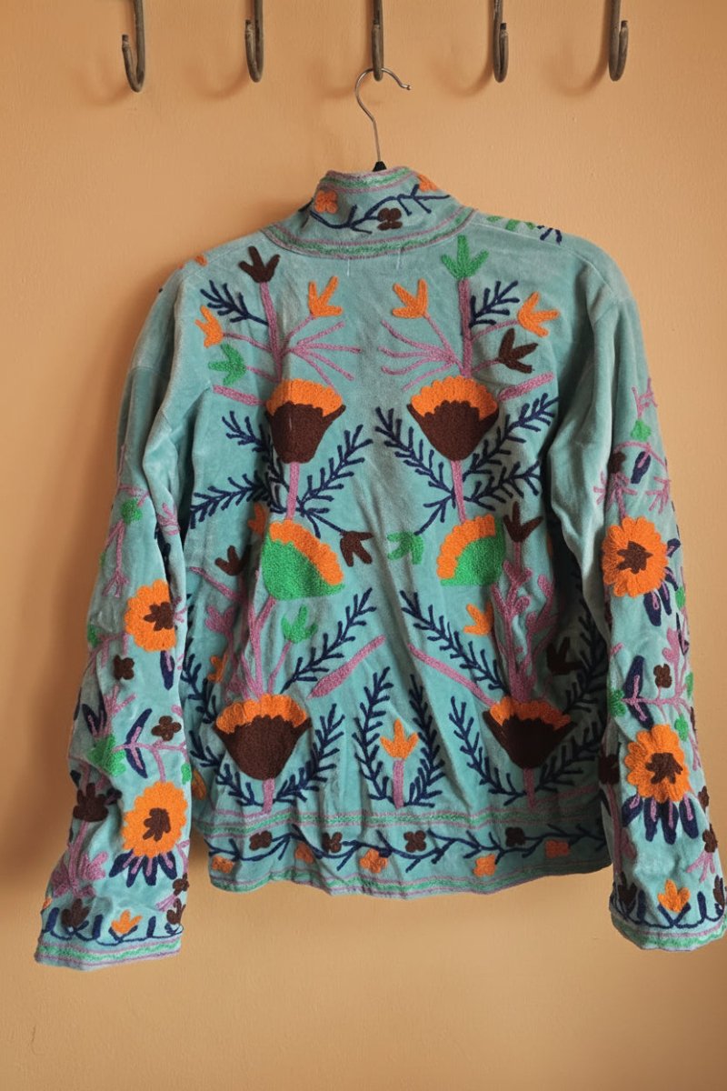 Suzani Embroided Jacket - Oceanic Garden - Gawjus