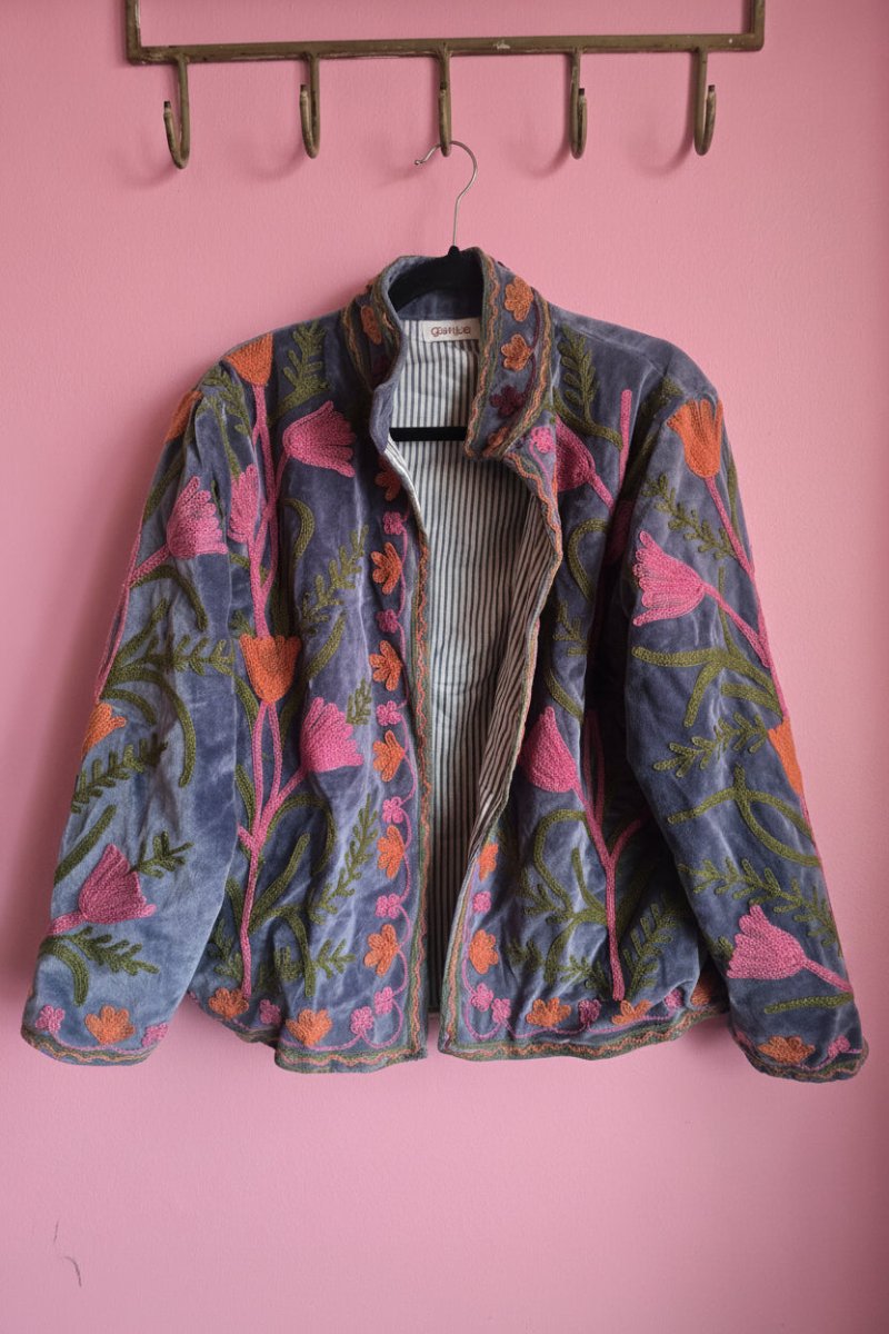 Suzani Embroided Jacket - Purple Bloom - Gawjus