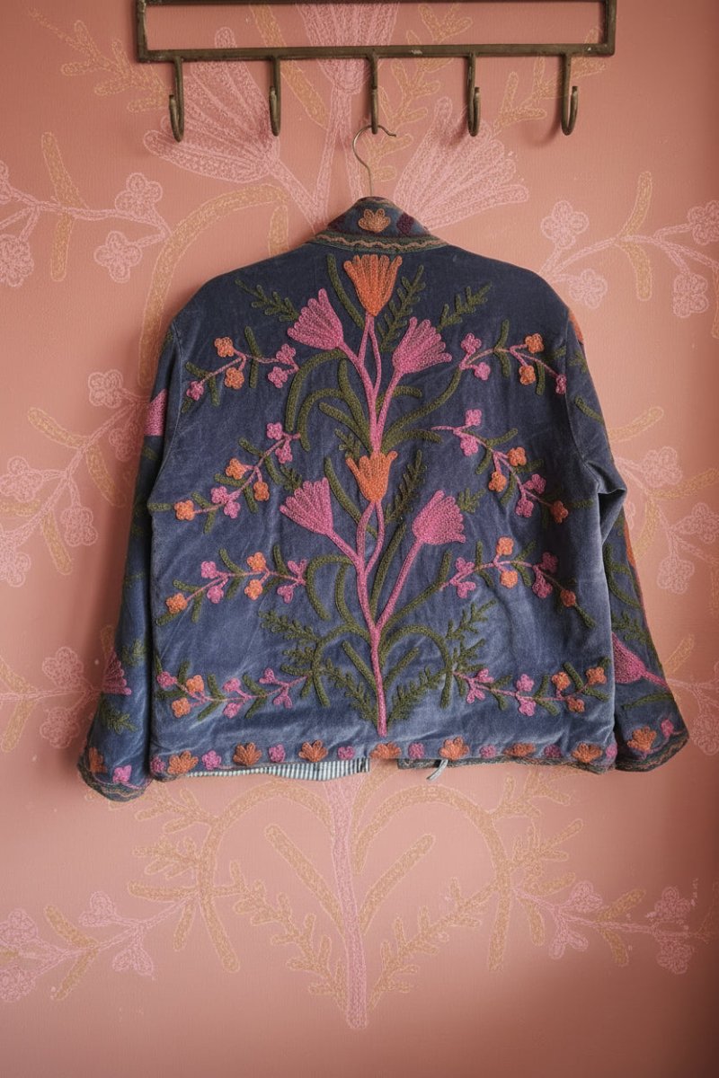 Suzani Embroided Jacket - Purple Bloom - Gawjus