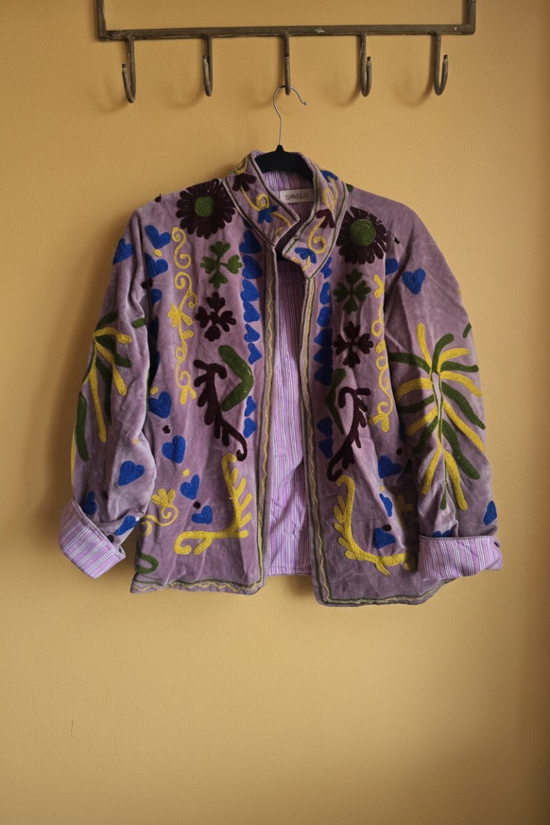 Suzani Embroided Jacket - Purple Peace - Gawjus