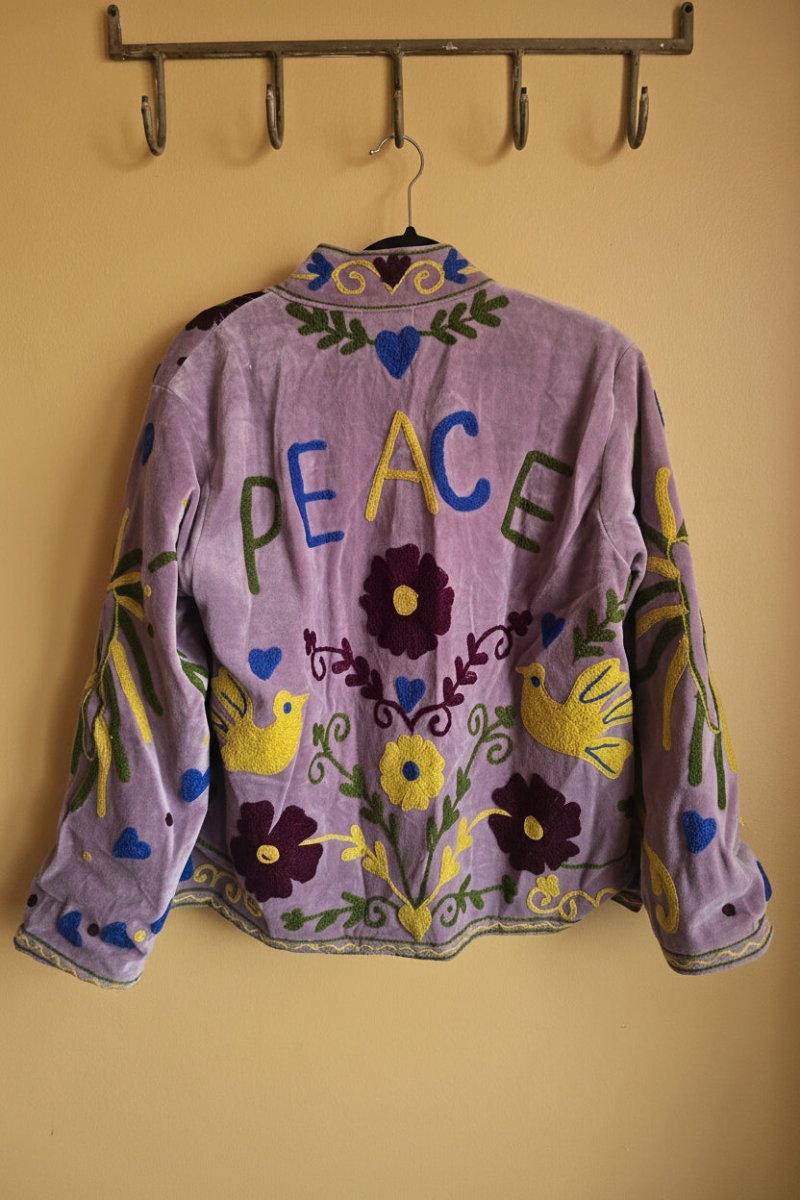 Suzani Embroided Jacket - Purple Peace - Gawjus
