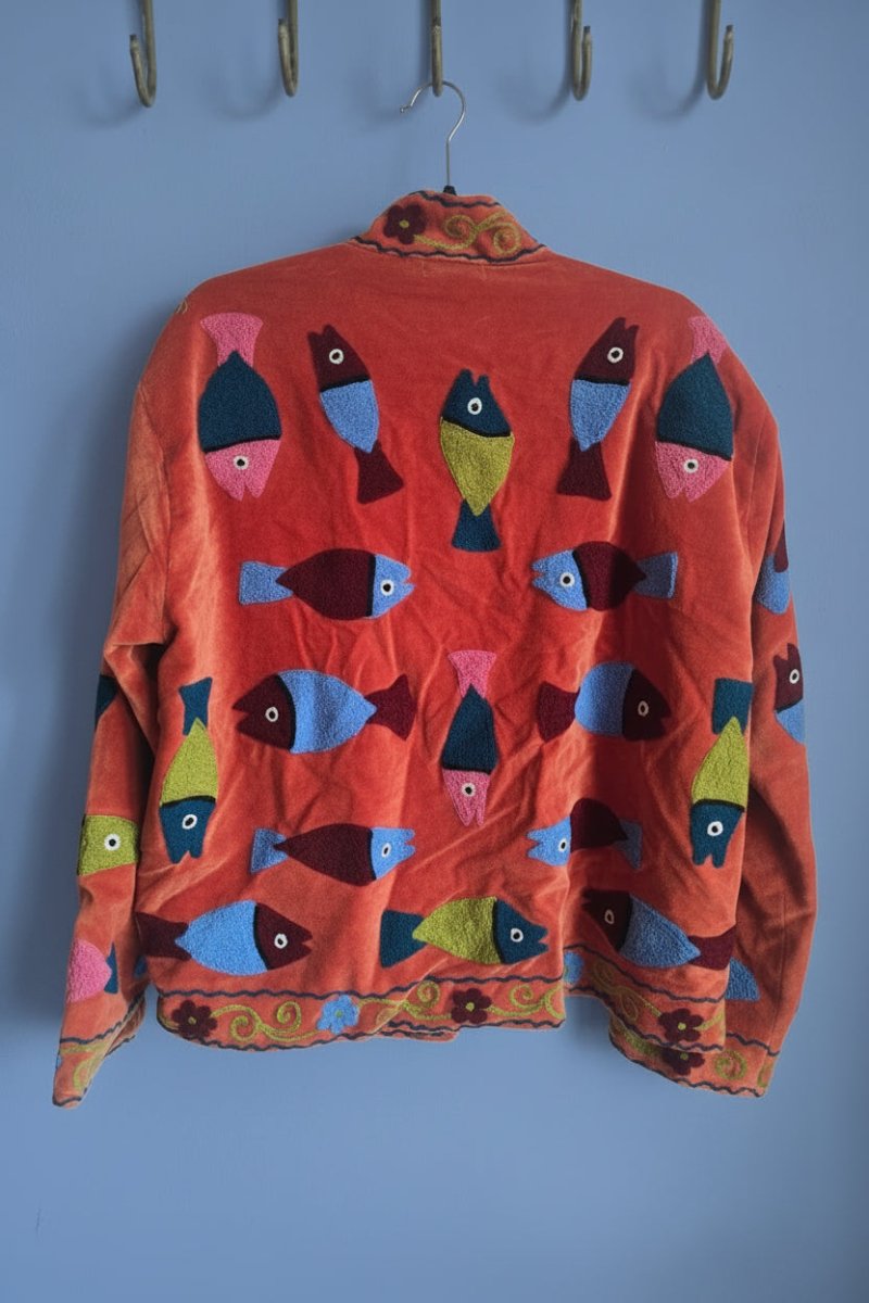 Suzani Embroided Jacket - Red Sea - Gawjus