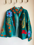 Suzani Embroided Jacket - Turquoise Garden - Gawjus