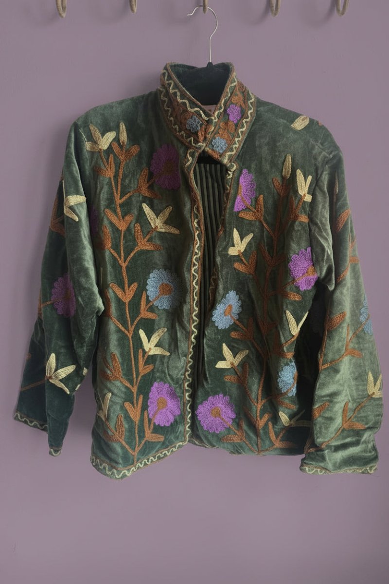 Suzani Embroided Jacket - Velvet Forest - Gawjus