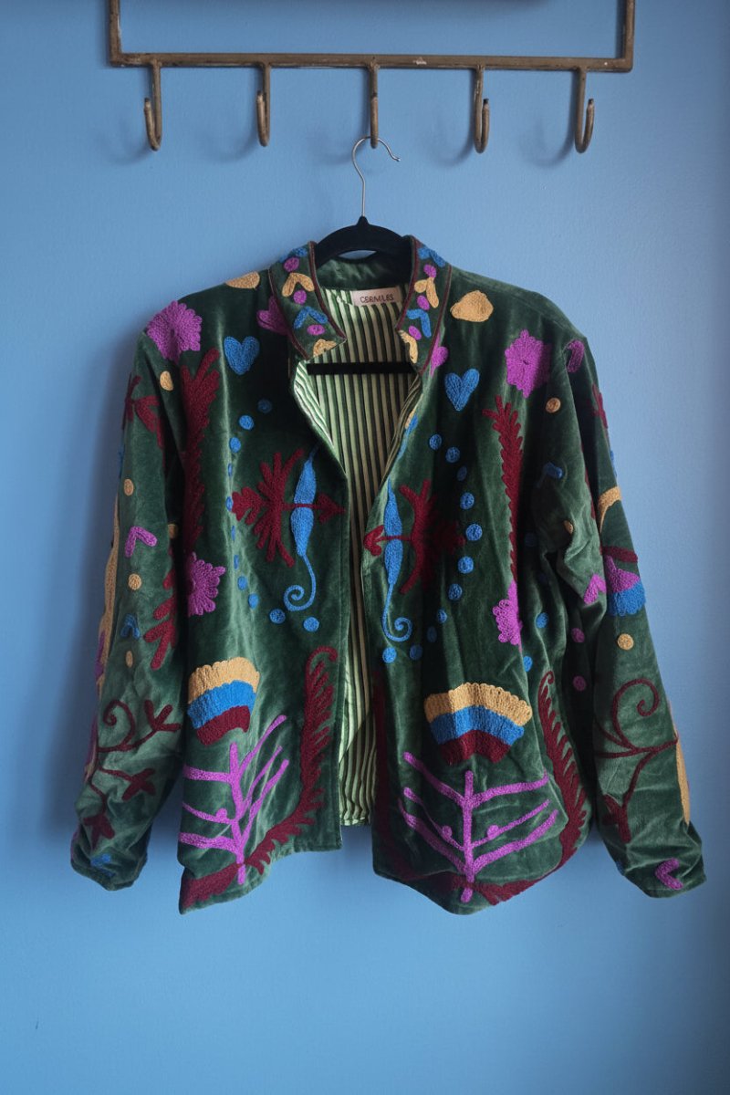 Suzani Embroided Jacket - Velvet Garden - Gawjus