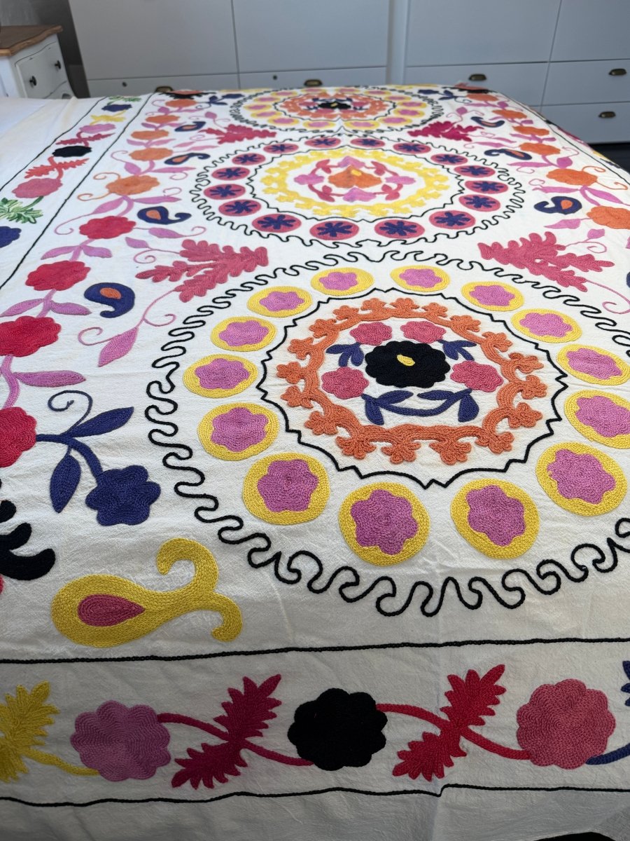Suzani Kantha - Hand-embroidered Blanket - Five - Gawjus