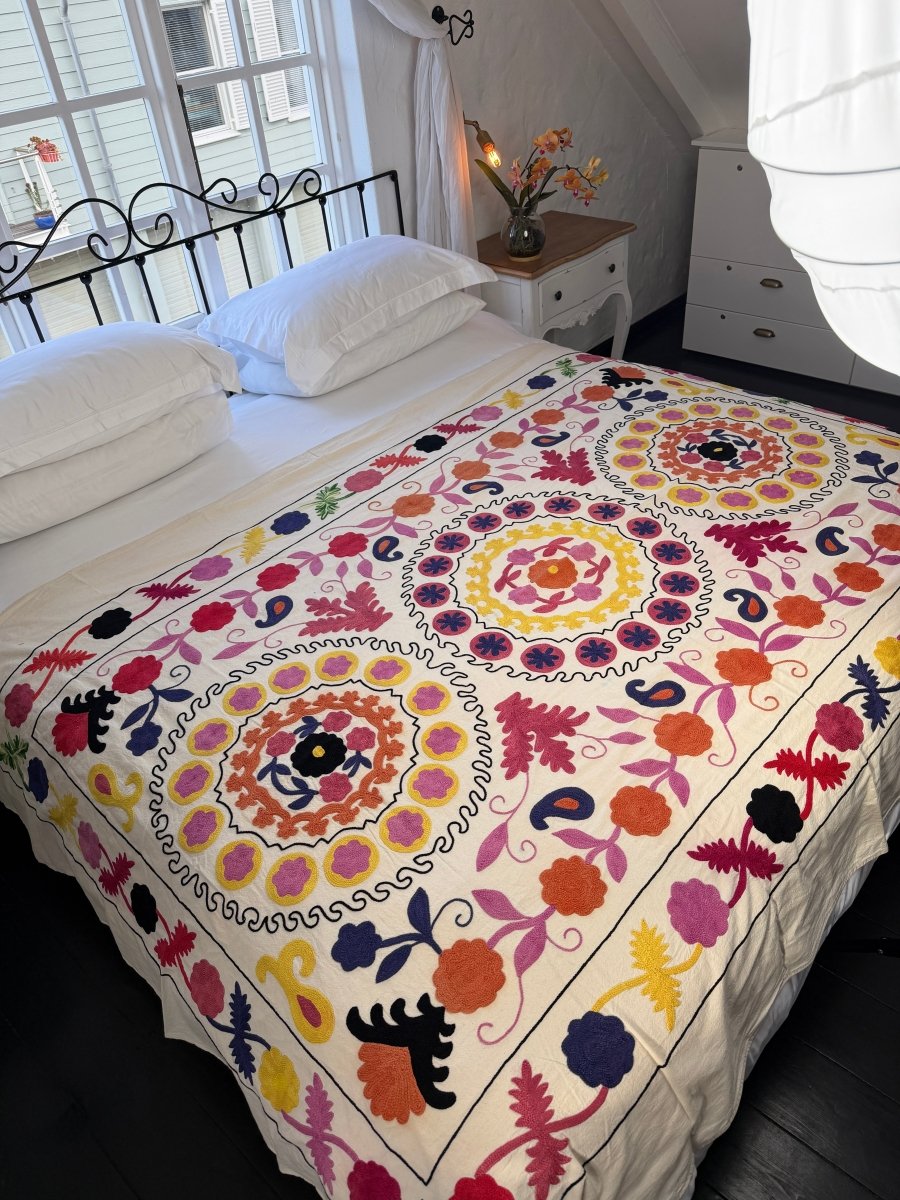 Suzani Kantha - Hand-embroidered Blanket - Five - Gawjus