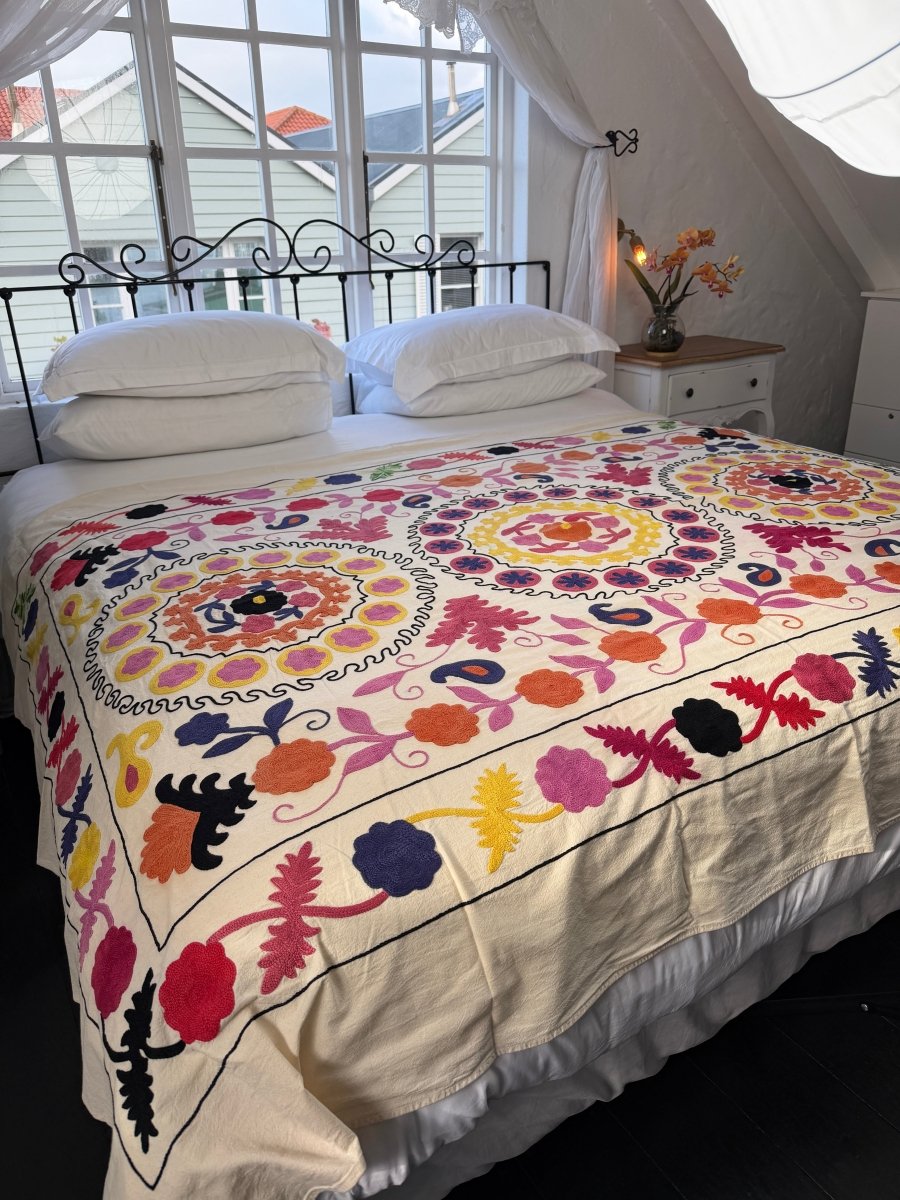 Suzani Kantha - Hand-embroidered Blanket - Five - Gawjus