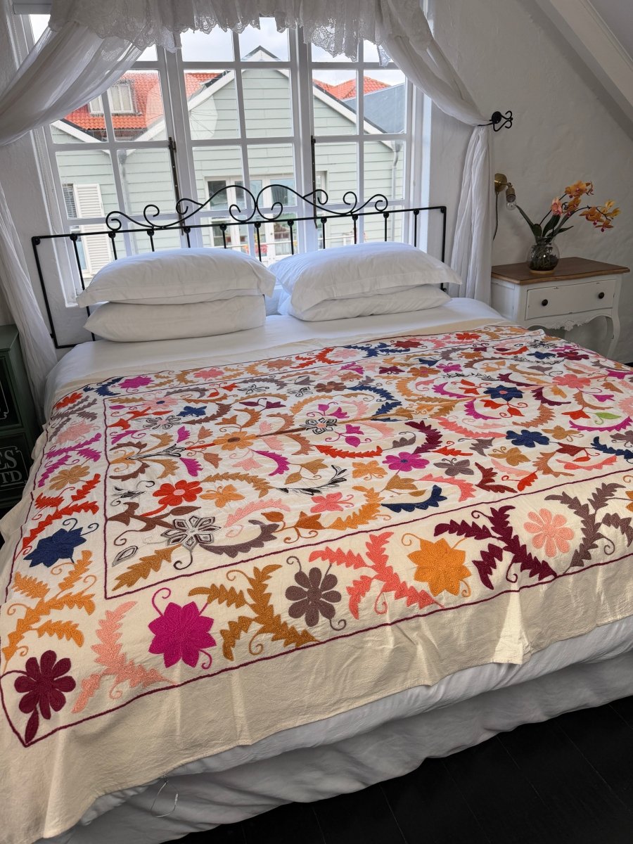 Suzani Kantha Hand-embroidered Blanket - Four - Gawjus