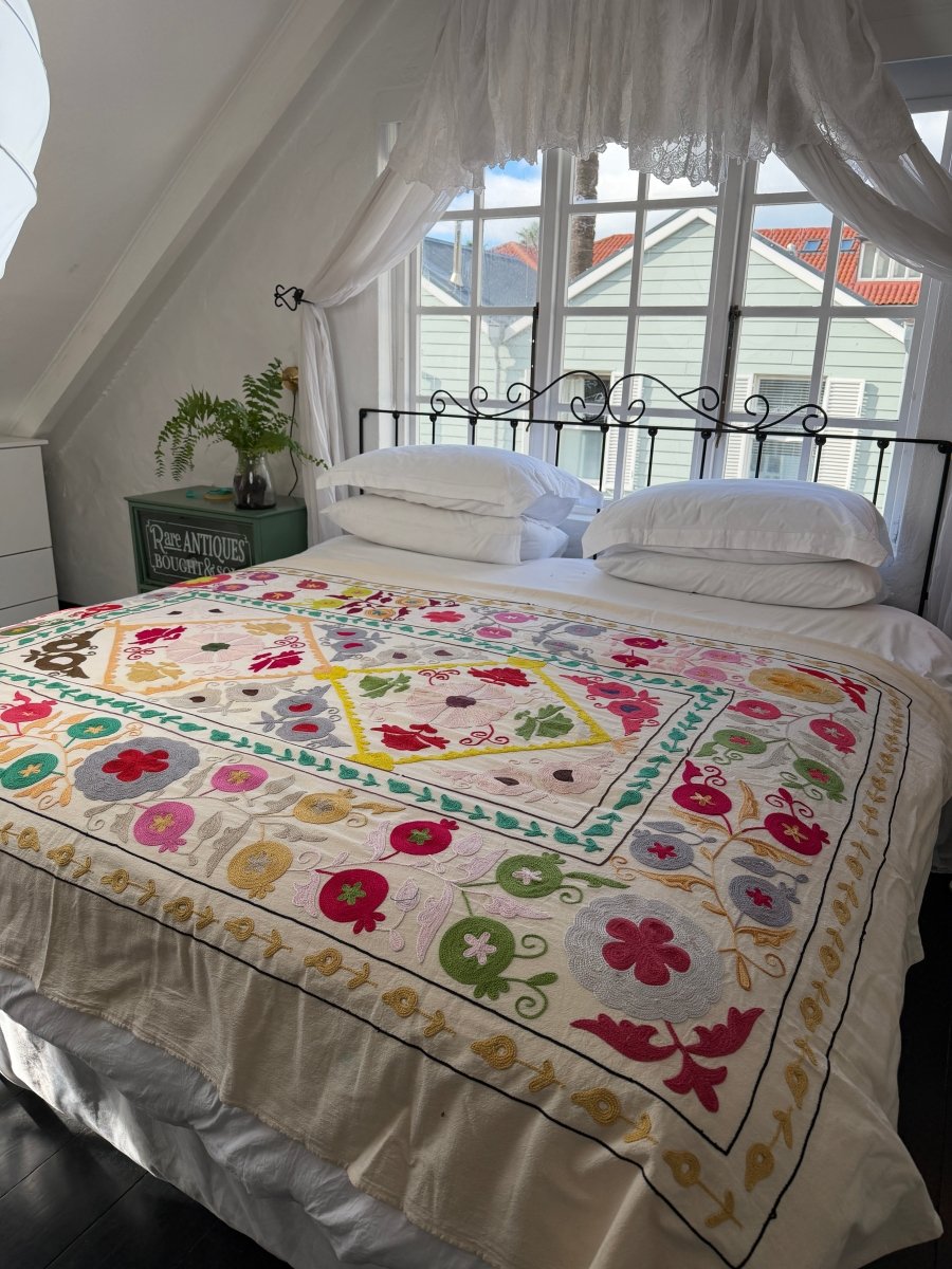 Suzani Kantha Hand-embroidered Blanket - One - Gawjus