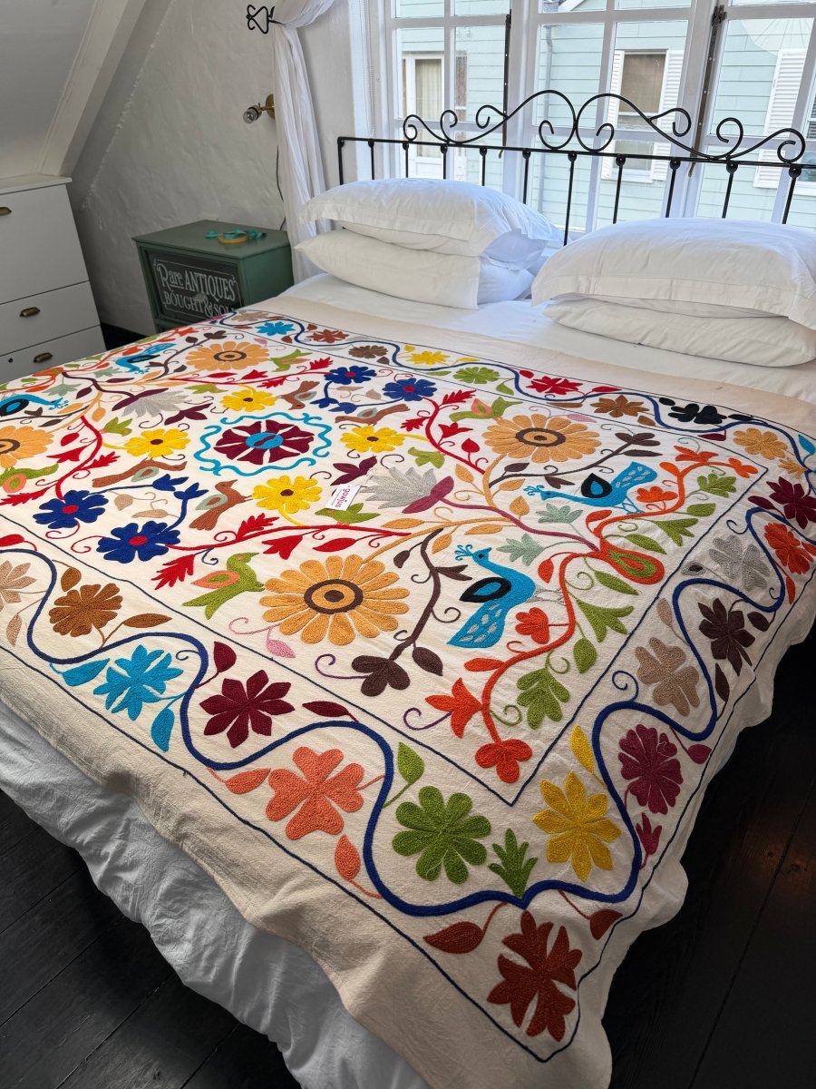 Suzani Kantha - Hand-embroidered Blanket - Six - Gawjus