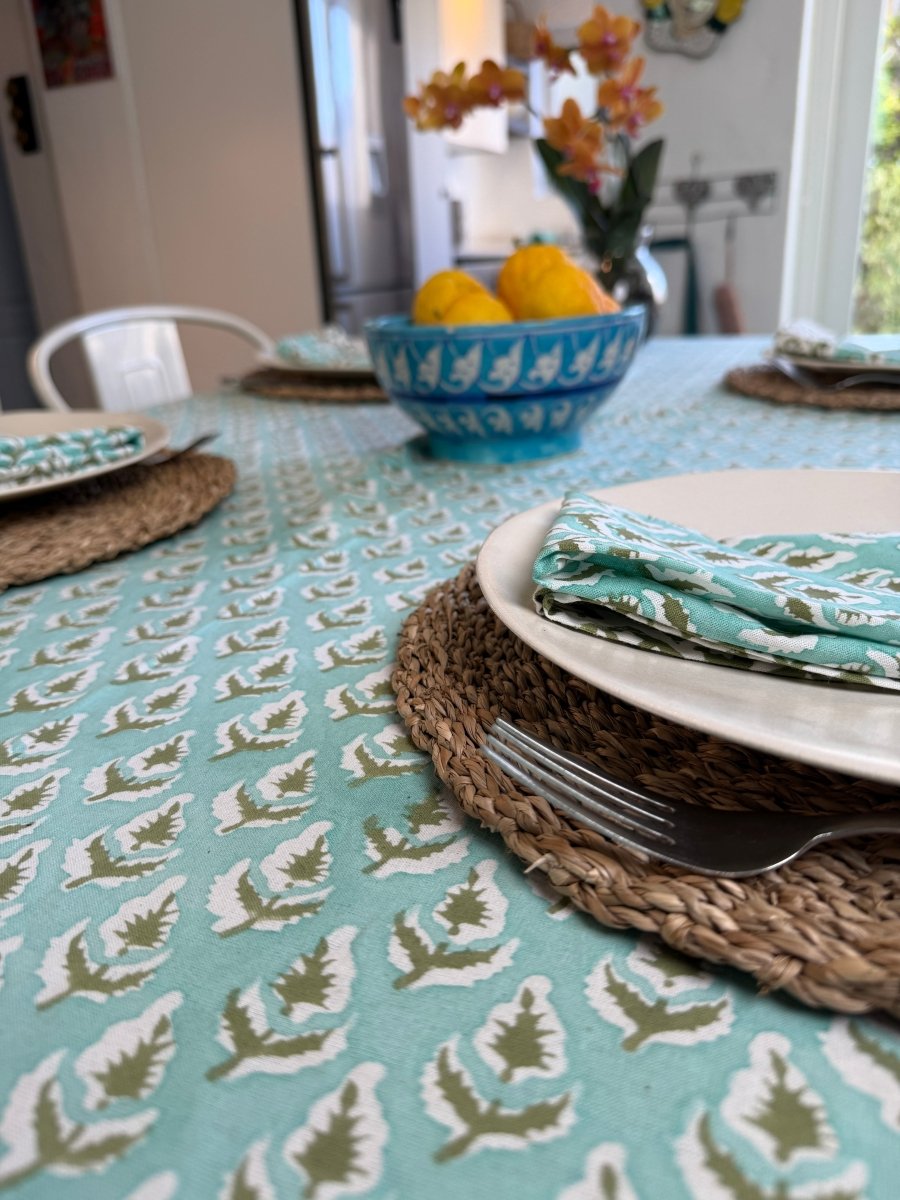Table cloth - Aqua and Olive - Gawjus