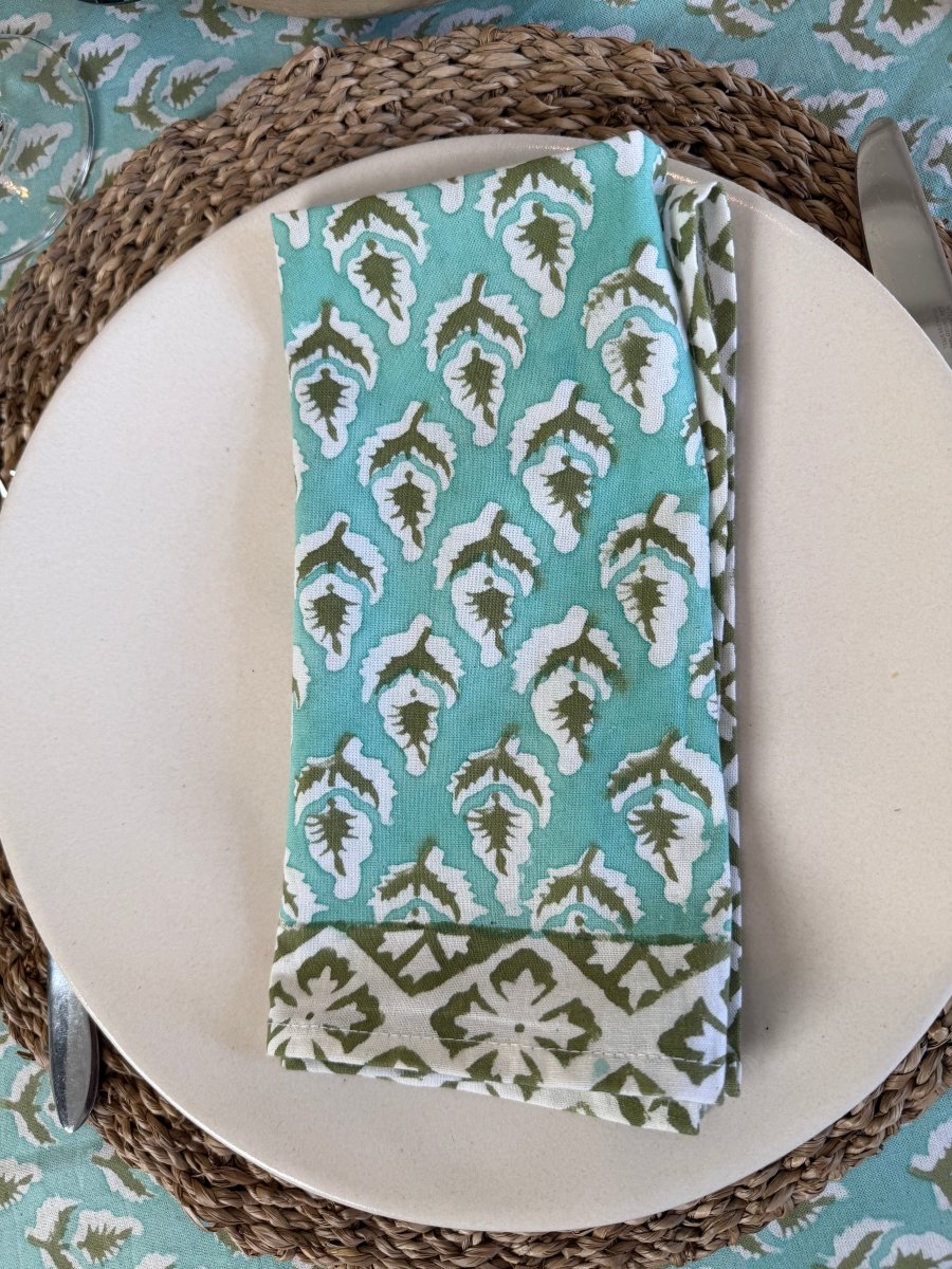 Table cloth - Aqua and Olive - Gawjus