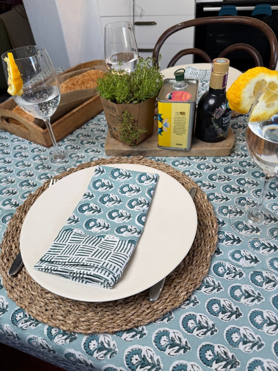 Table Cloth - Duck Egg Bloom - Gawjus