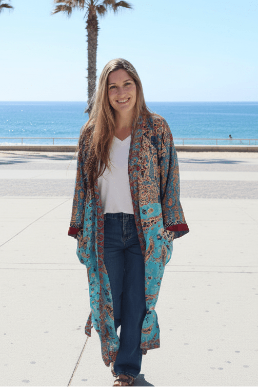 Vintage Long Silk mix robe - Gawjus