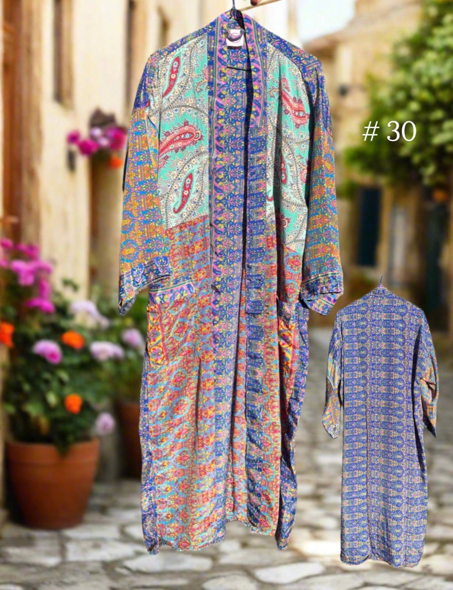 Vintage Long Silk Robe - Gawjus
