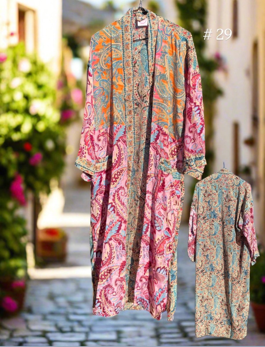 Vintage Long Silk Robe - Gawjus