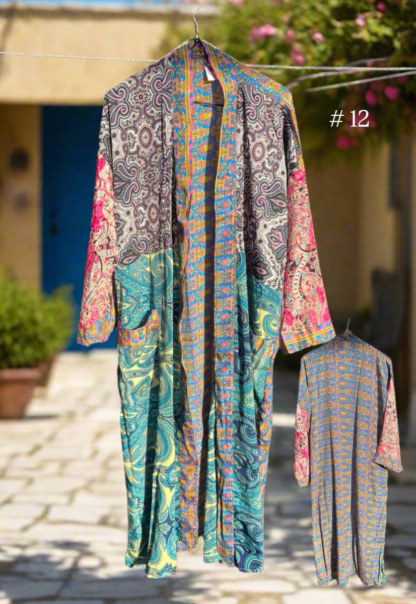 Vintage Long Silk Robe - Gawjus