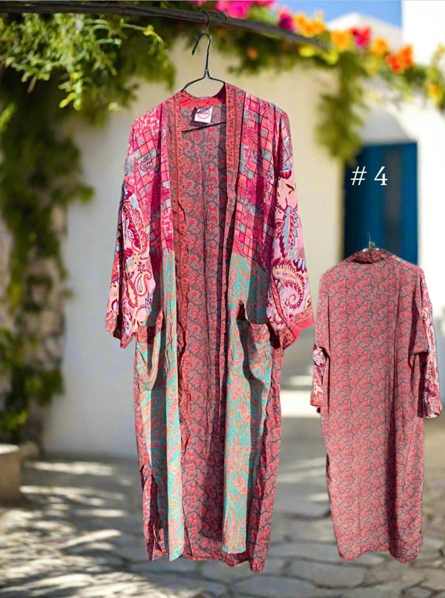 Vintage Long Silk Robe - Gawjus