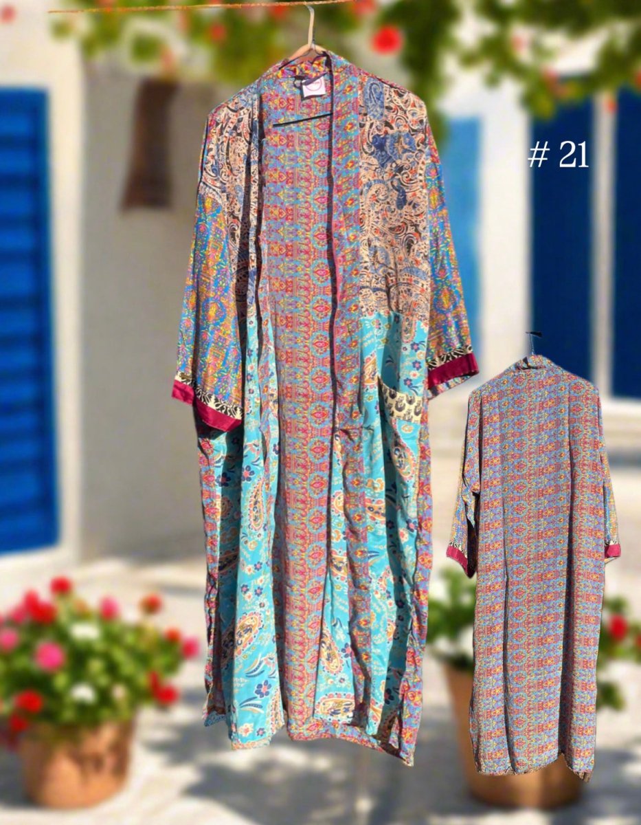 Vintage Long Silk Robe - Gawjus