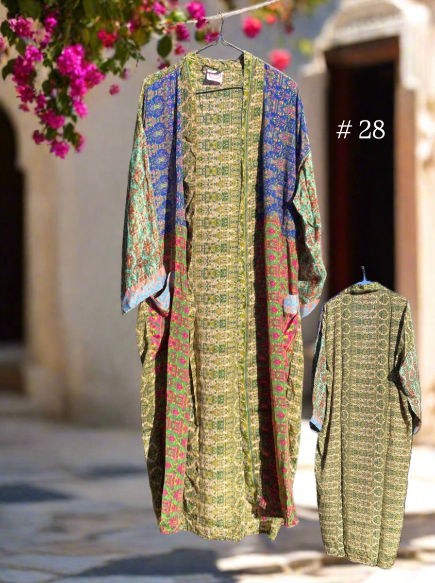 Vintage Long Silk Robe - Gawjus