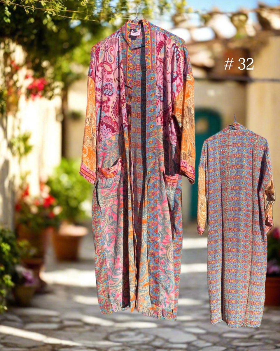 Vintage Long Silk Robe - Gawjus