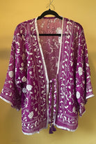 Vintage Phulkari Short - Purple and White - Gawjus