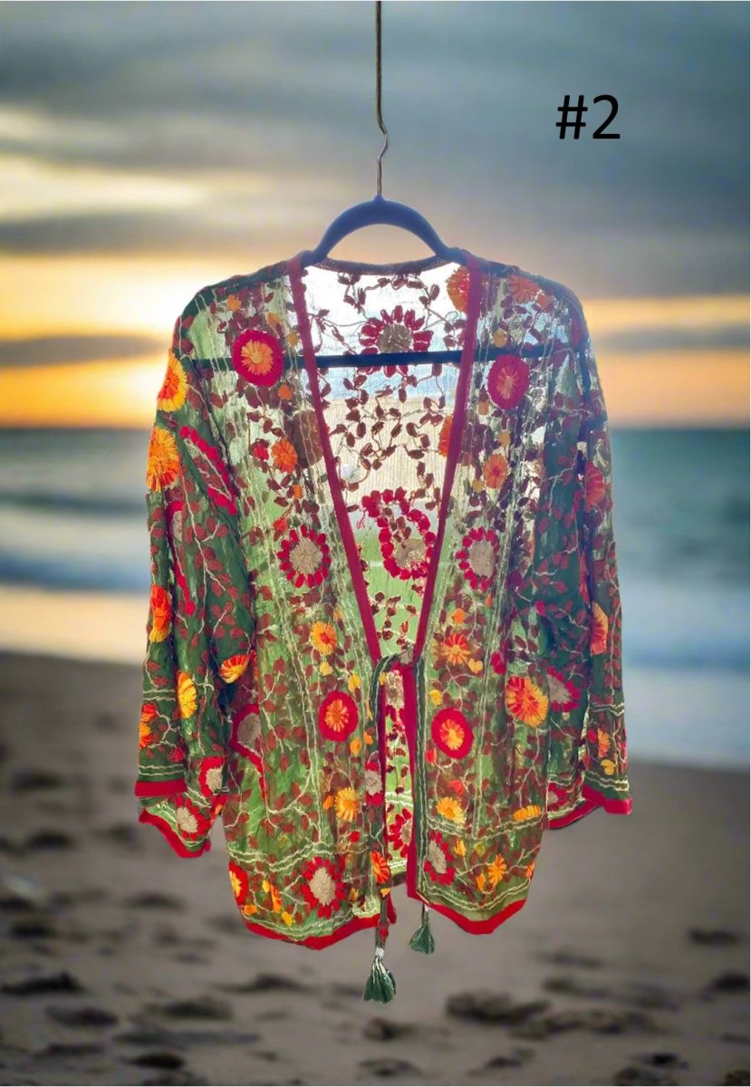 Vintage Phulkari Short Robe - Gawjus