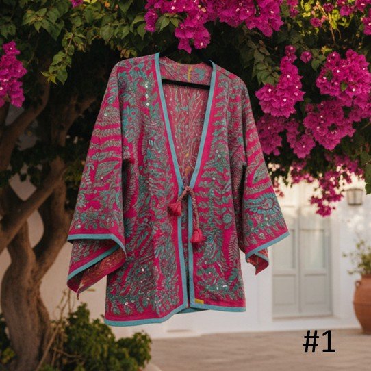 Vintage Phulkari Short Robe - Gawjus