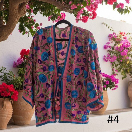 Vintage Phulkari Short Robe - Gawjus