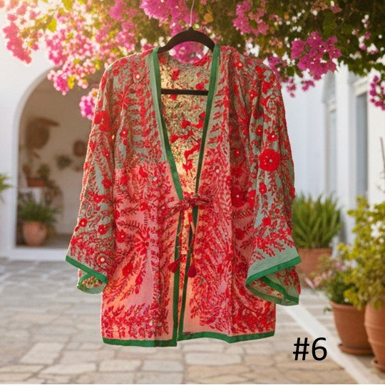 Vintage Phulkari Short Robe - Gawjus