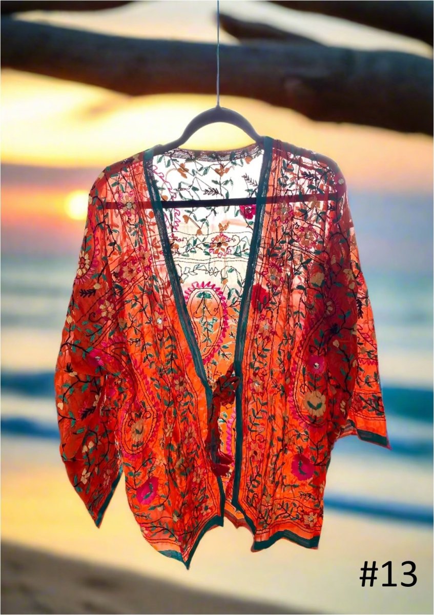 Vintage Phulkari Short Robe - Gawjus
