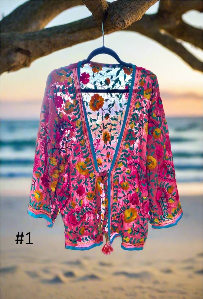 Vintage Phulkari Short Robe - Gawjus